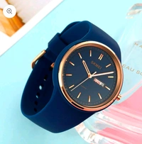 Skmei Quartz Analog Purple Dial Silicone Strap Watch for Women - 1747 - Navy Blue