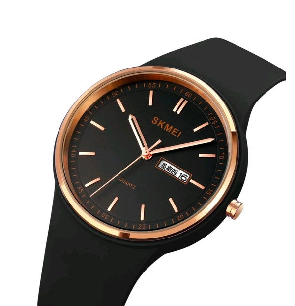 Skmei Quartz Analog Purple Dial Silicone Strap Watch for Women - 1747 - Black