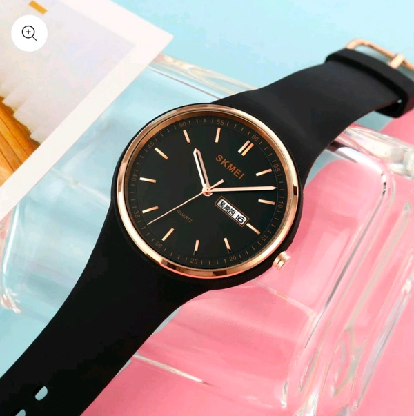 Skmei Quartz Analog Purple Dial Silicone Strap Watch for Women - 1747 - Black