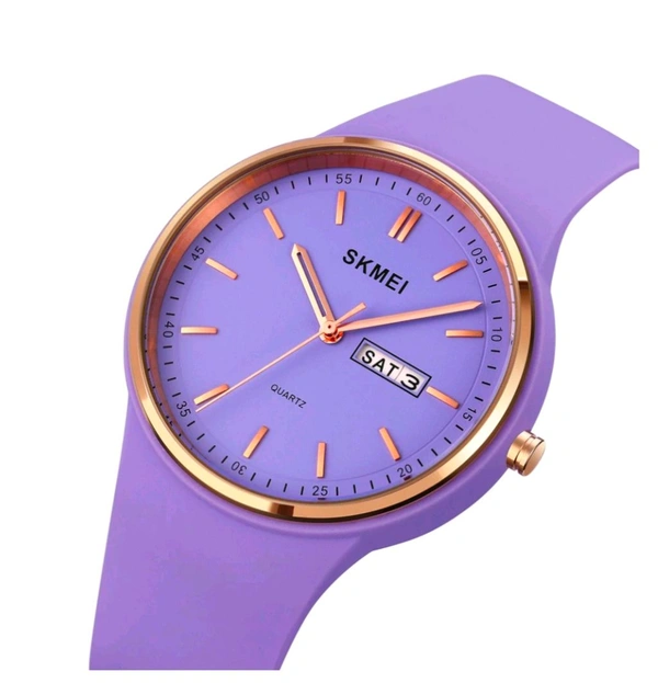 Skmei Quartz Analog Purple Dial Silicone Strap Watch for Women - 1747 - Mauve