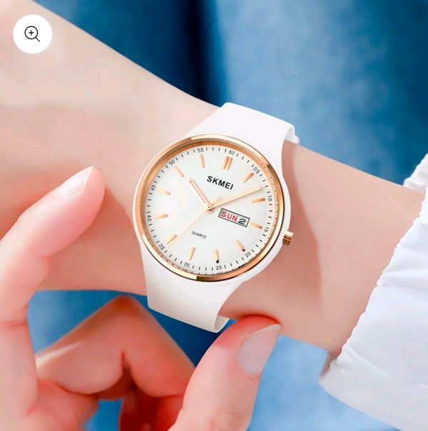 Skmei Quartz Analog Purple Dial Silicone Strap Watch for Women - 1747 - White