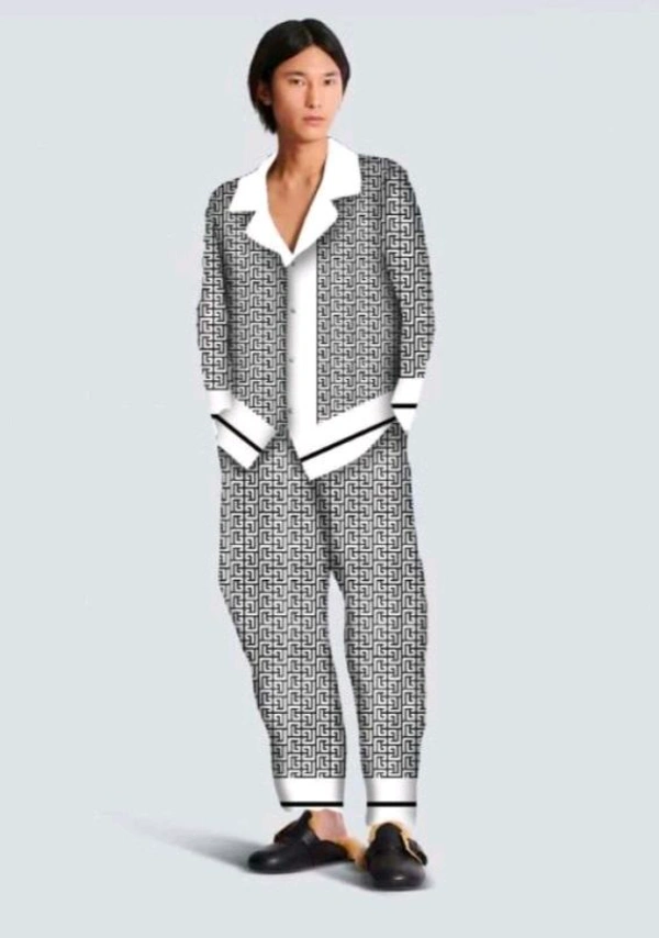 Balmai n Paris White 2 Monogram Imported Tracksuit With Brand Box - XXL