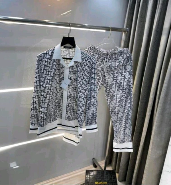 Balmai n Paris White 2 Monogram Imported Tracksuit With Brand Box - XXL