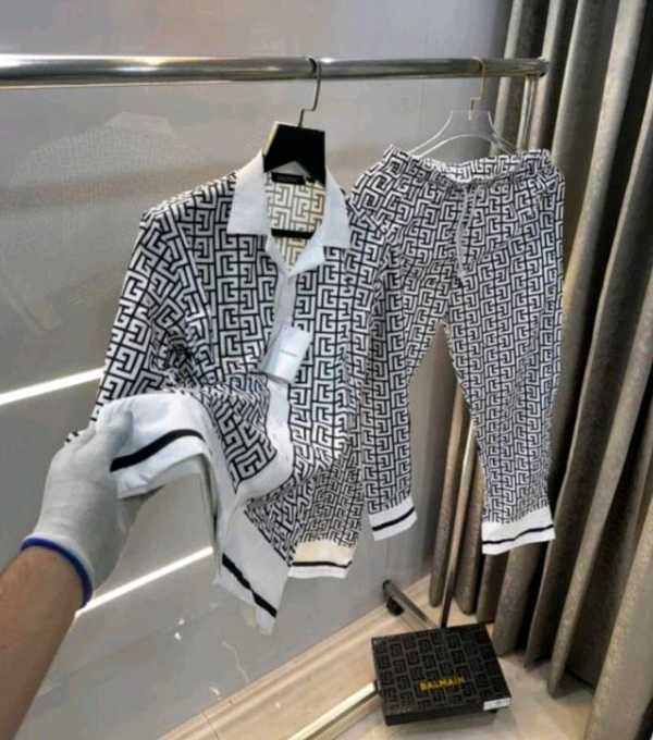 Balmai n Paris White 2 Monogram Imported Tracksuit With Brand Box - XXL