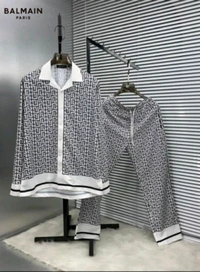 Balmai n Paris White 2 Monogram Imported Tracksuit With Brand Box - XXL