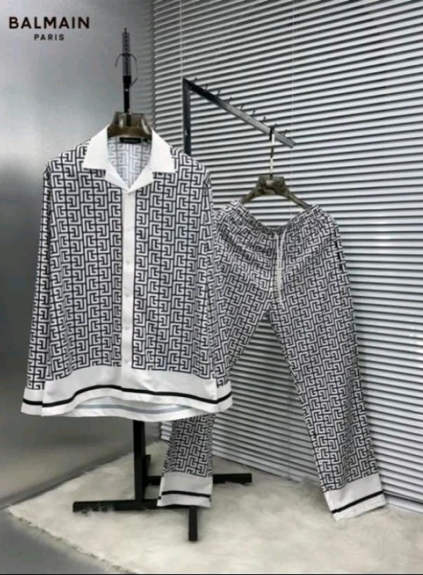 Balmai n Paris White 2 Monogram Imported Tracksuit With Brand Box - XXL