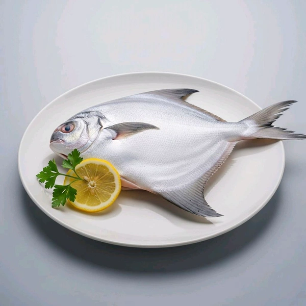 Single White Pomfret Whole Cut - White
