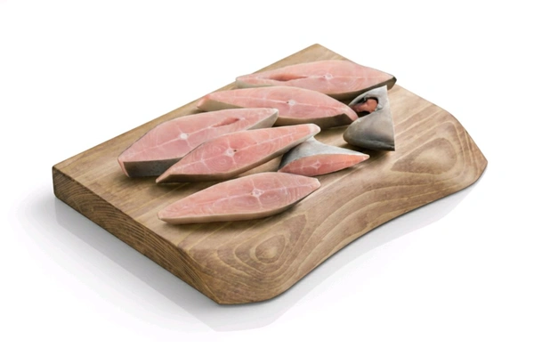 White Pomfret Curry/Fry Cut  - White, 1 Kg