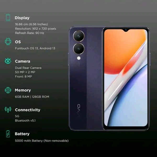 Vivo Y28 5G - Black, 128