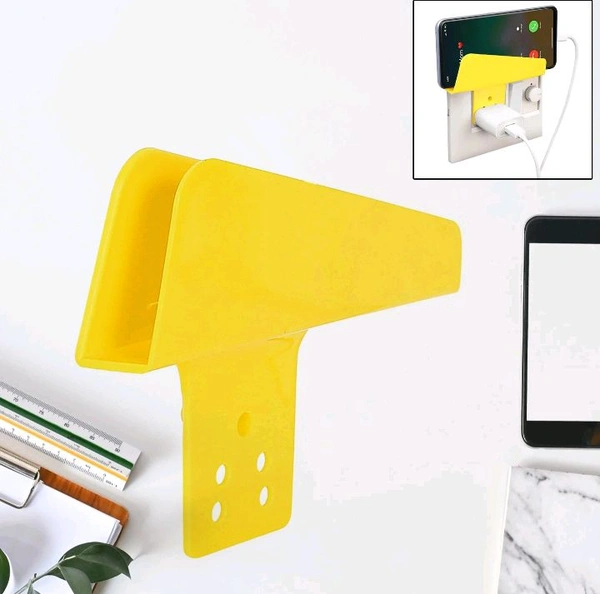 Plastic Secure Mobile Phone Charging Stand Holder (1 Pc / Mix Color) - Yellow, 12cm