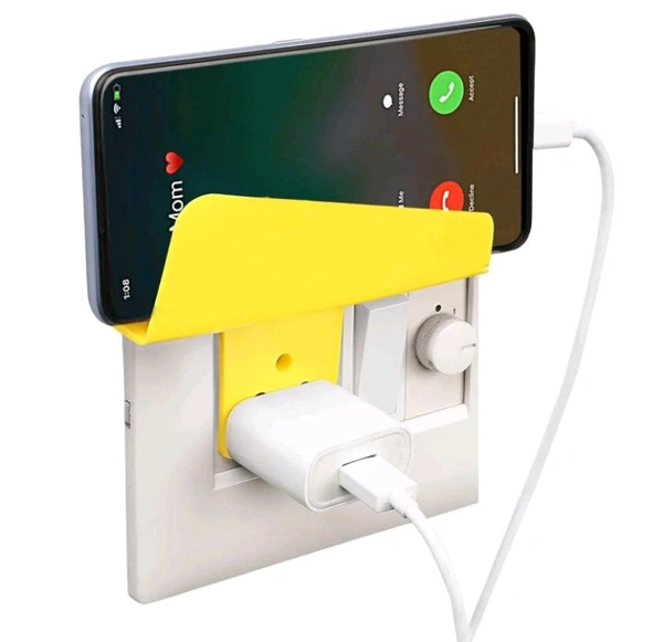 Plastic Secure Mobile Phone Charging Stand Holder (1 Pc / Mix Color) - Yellow, 12cm