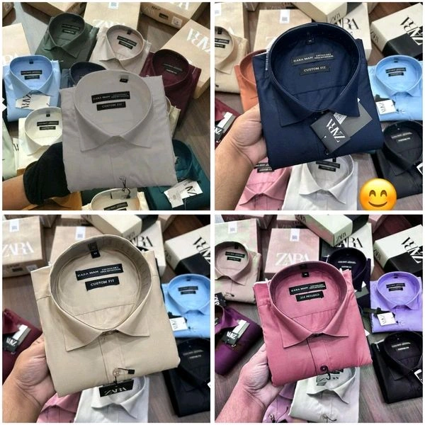 Zara Plain Shirts Combo Of 4pcs  - L-40