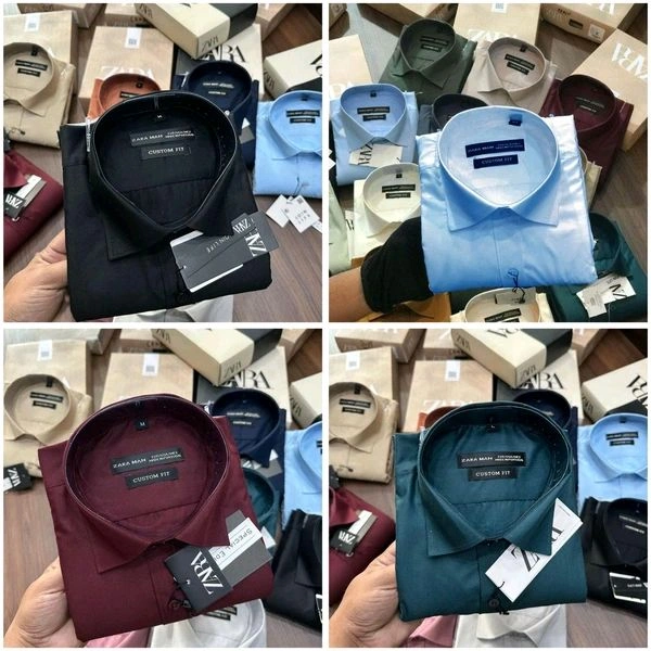 Zara Plain Shirts Combo Of 4pcs  - L-40