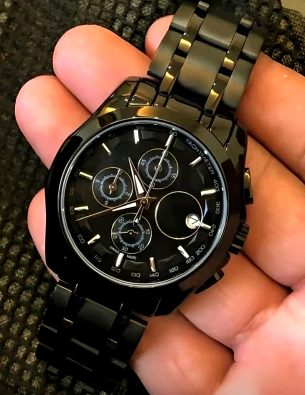 Luxury Black Chronograph Wristwatch - Black