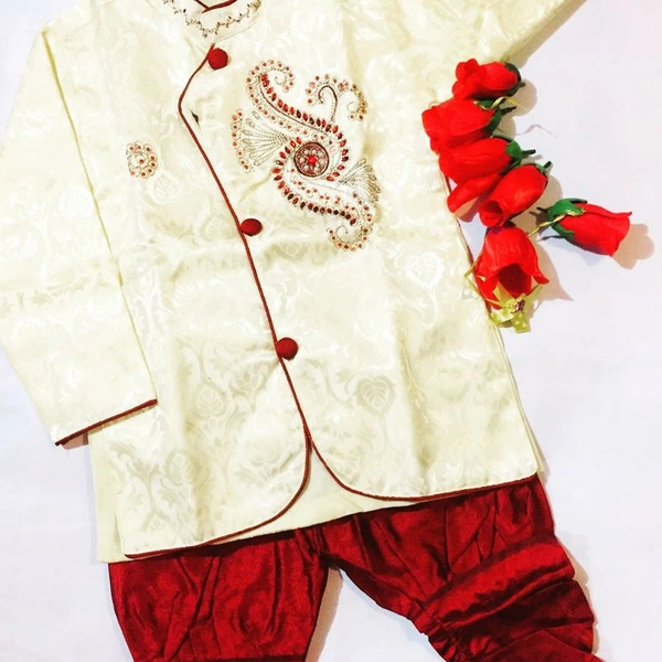 Shewani For Boys❤ - Cream and Red , L