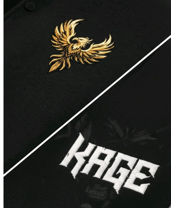Aura Thread The "KAGE" Sovereign Phoenix & Dragon Varsity Jacket - S