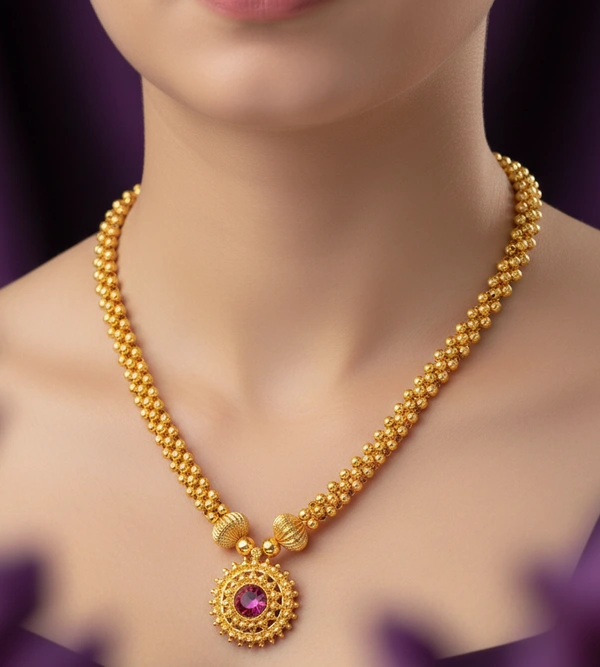 ClyPa Authentic Royal Kolhapuri Thushi - Ethnic Traditional Gold Plated Necklace