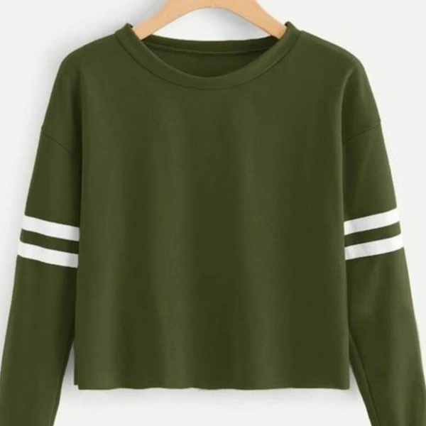 Women's Cotton Solid Green TShirt - L