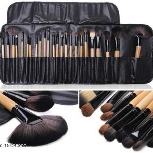 KylieProfessional 24 PIECE JET BLACK MAKE UP BRUSH SET WITH FREE CASE  (Pack of 24)