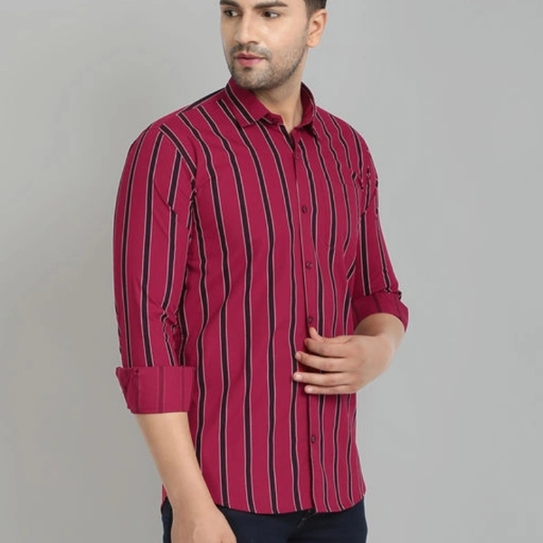 Men Cotton Striped Shirt - M