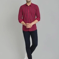 Men Cotton Striped Shirt - XL