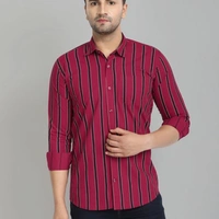 Men Cotton Striped Shirt - XL