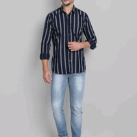 Men Cotton Striped Shirt - M