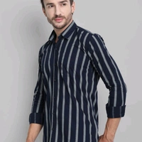 Men Cotton Striped Shirt - M