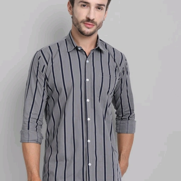 Men Cotton Striped Shirt - M