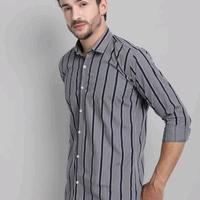 Men Cotton Striped Shirt - L