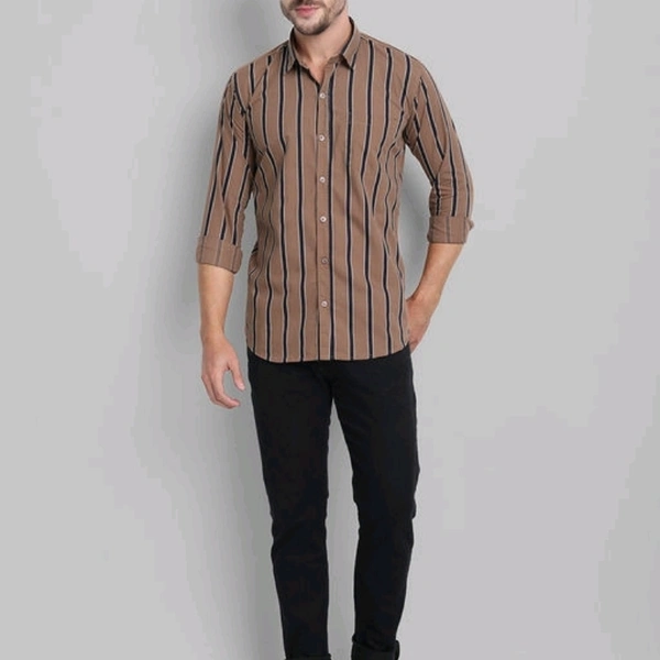 Men Cotton Striped Shirt - M