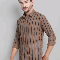 Men Cotton Striped Shirt - M