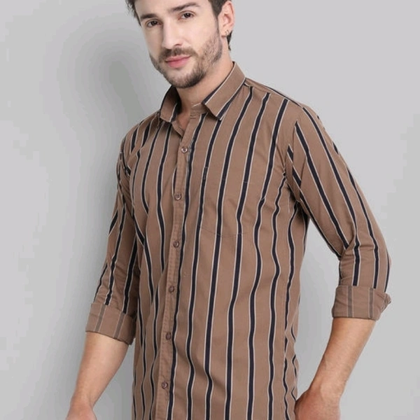 Men Cotton Striped Shirt - M