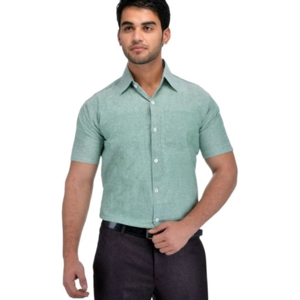 Men's Half Sleeves Cotton Green Shirt - L