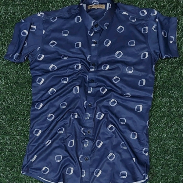 Lycra trend printed half sleeves shirt - L