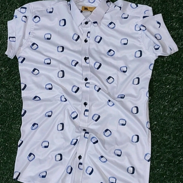 Lycra trend printed half sleeves White shirt - XL