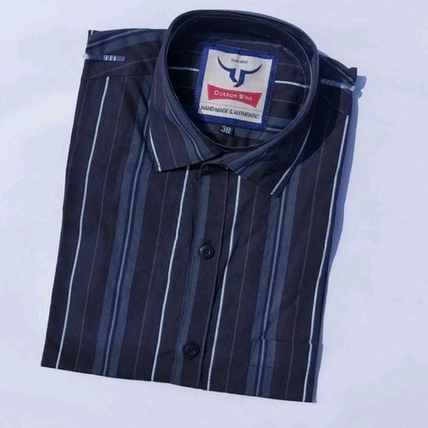 Cotton S'nt Striped Half Hand Men's Cotton Shirts - M