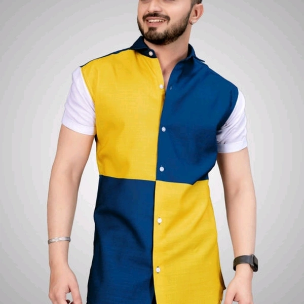 Men's Poly Cotton Half Sleeve Casual Printed Shirt - L