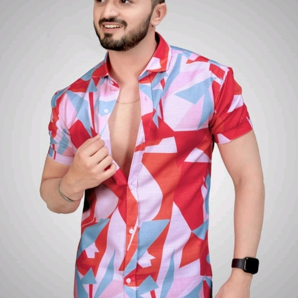 Men's Poly Cotton Half Sleeve Casual Printed Shirt - 2XL