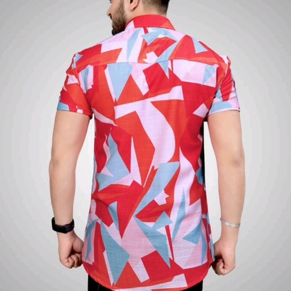 Men's Poly Cotton Half Sleeve Casual Printed Shirt - 2XL