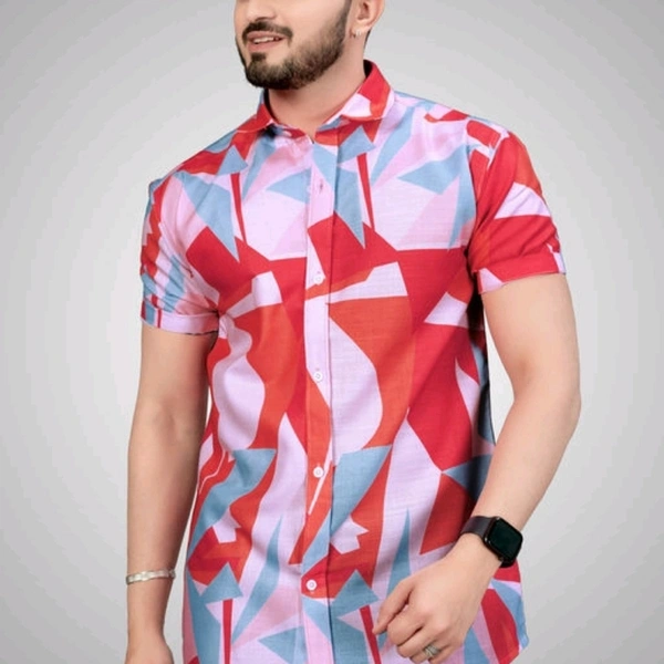 Men's Poly Cotton Half Sleeve Casual Printed Shirt - 2XL