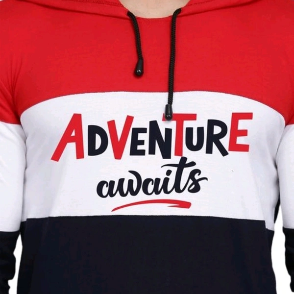 Slowloris Typography Printed Full Sleeve Hood Mens Tshirt - S