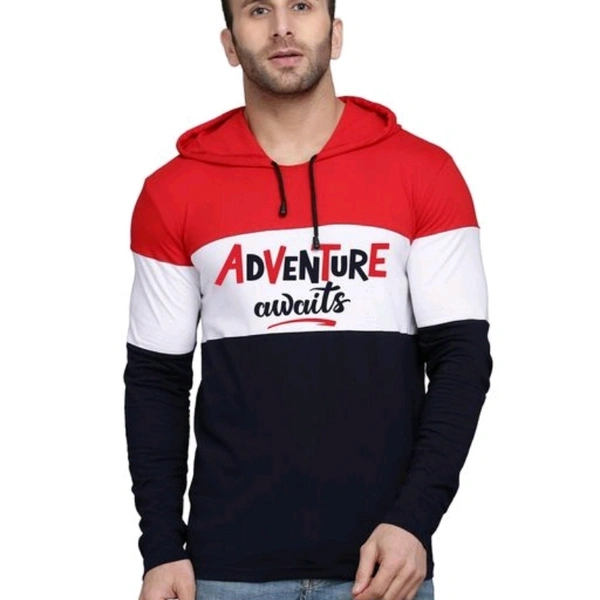 Slowloris Typography Printed Full Sleeve Hood Mens Tshirt - XL