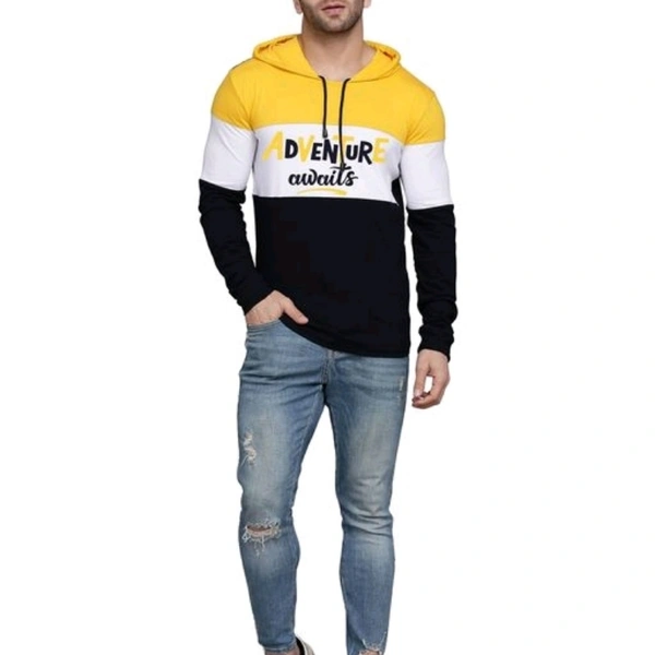 Slowloris Typography Printed Full Sleeve Hood Mens Tshirt - L