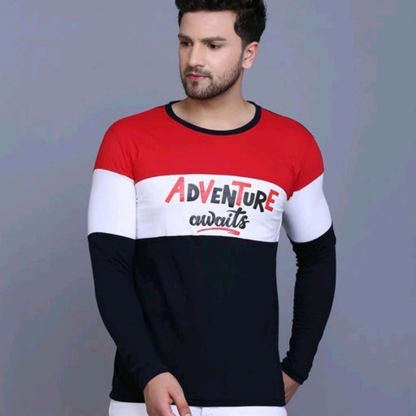 Slowloris Typography Printed Full Sleeve Round Neck Mens Tshirt - L
