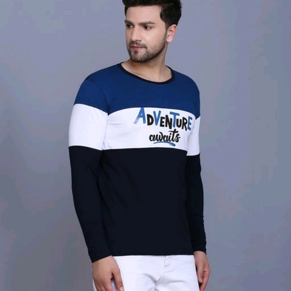 Slowloris Typography Printed Full Sleeve Round Neck Mens Tshirt - M