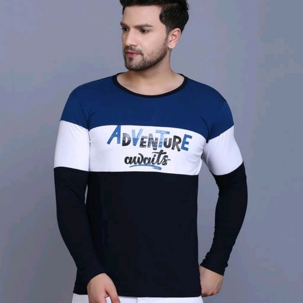 Slowloris Typography Printed Full Sleeve Round Neck Mens Tshirt - XL
