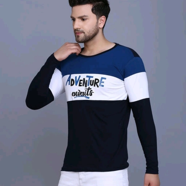 Slowloris Typography Printed Full Sleeve Round Neck Mens Tshirt - XL
