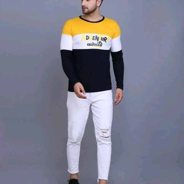 Slowloris Typography Printed Full Sleeve Round Neck Mens Tshirt - M