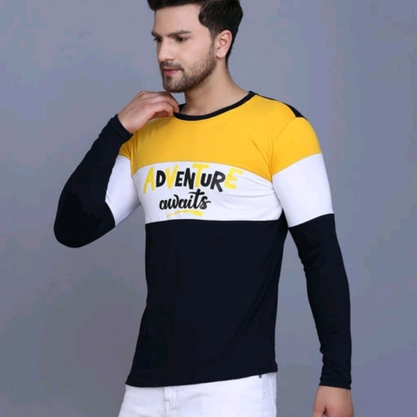 Slowloris Typography Printed Full Sleeve Round Neck Mens Tshirt - M